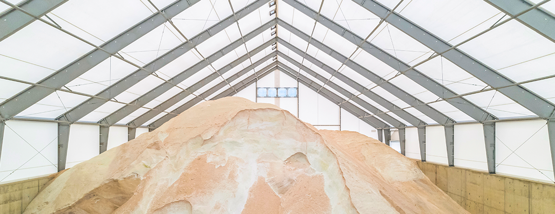 salt inside tension fabric building