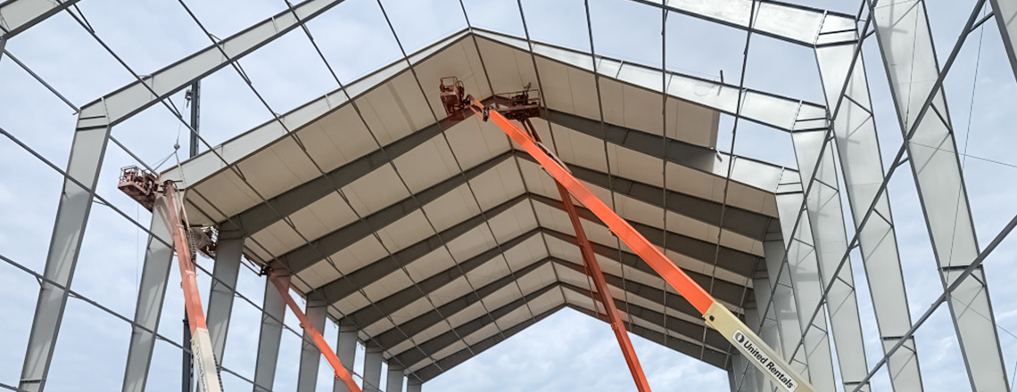 installation of individual fabric roof panels