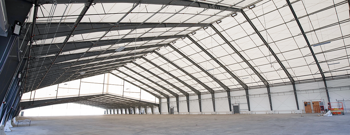 two-stepped fabric cargo facility