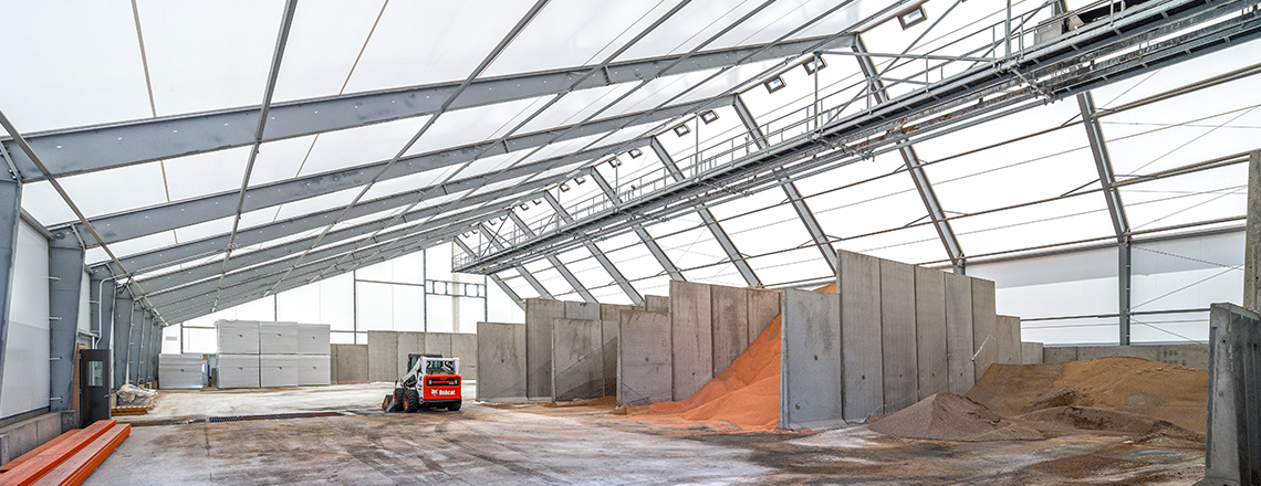 tension fabric fertilizer storage building