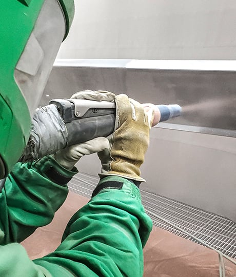 spraying in paint booth