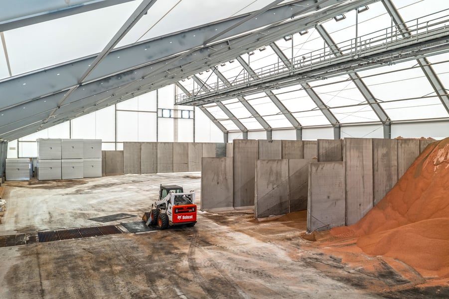 bulk fertilizer storage building