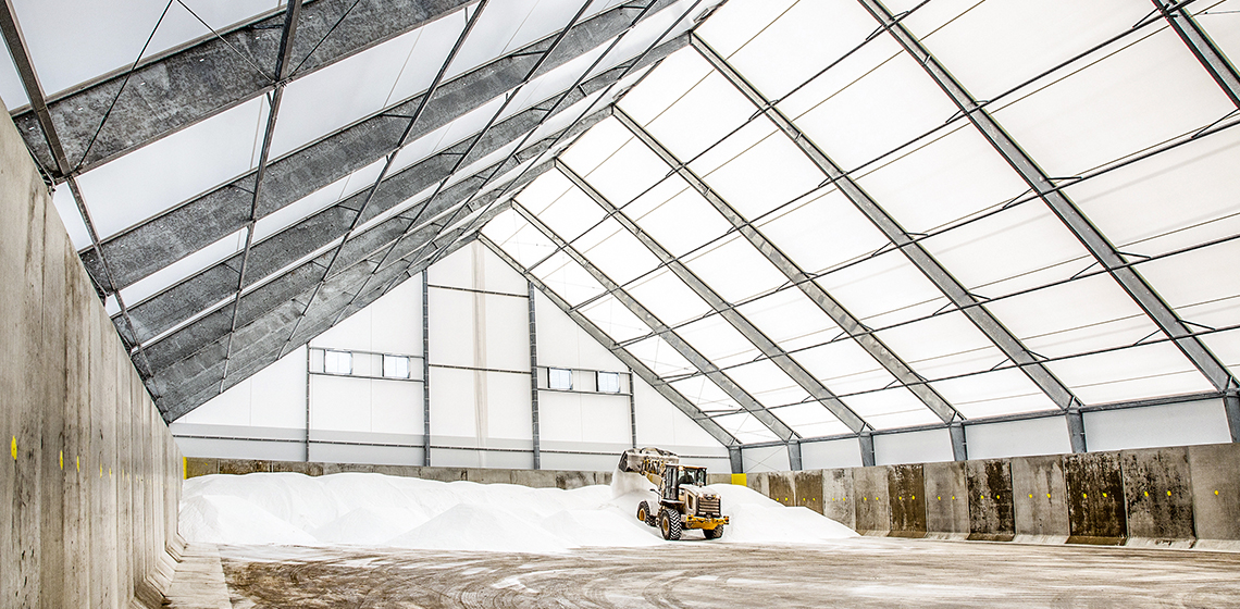 Gunther Salt Company | fabric salt storage building