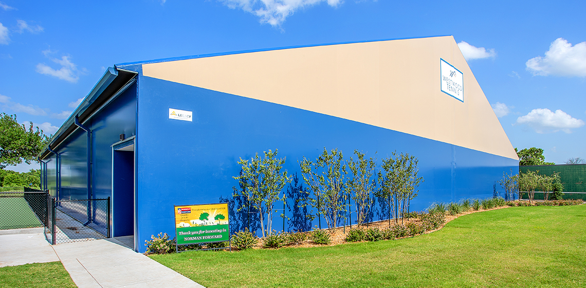 Westwood Tennis Center in Norman, OK - Designed, Manufactured and Installed by Legacy Building Solutions