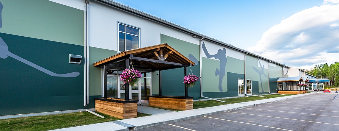 custom fabric design on tension fabric community center