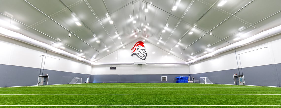 tension fabric fieldhouse with interior liner