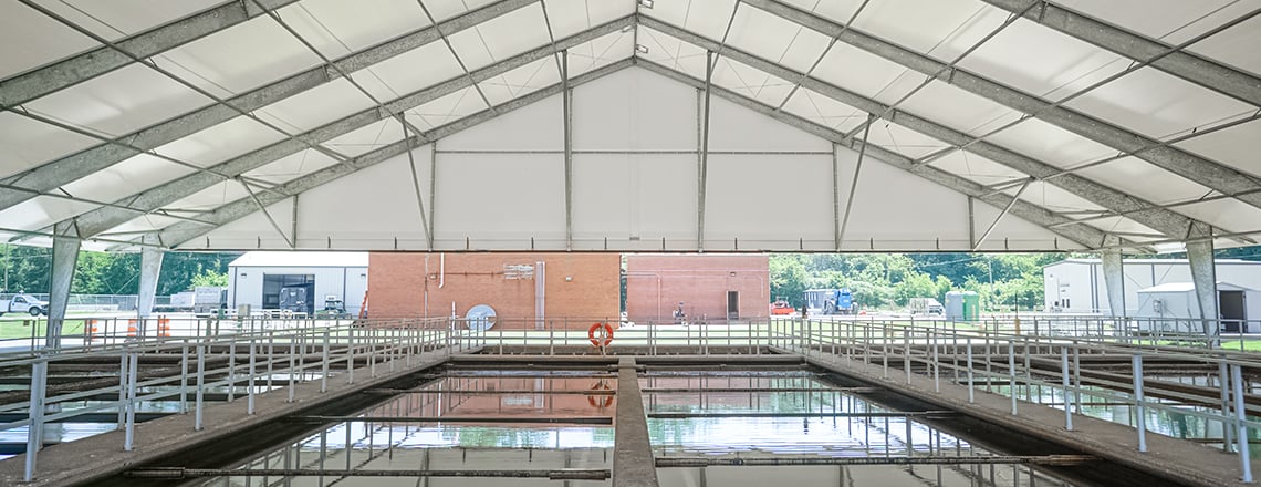 tension fabric wastewater treatment pavilion
