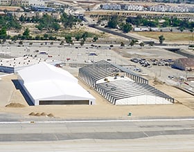 two-stepped frames on tension fabric buildings
