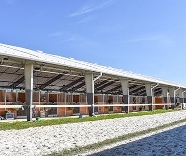open sidewall of tension fabric equine barn