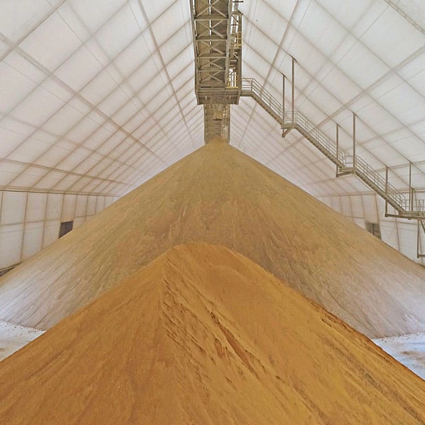 tension fabric bulk storage building with liner