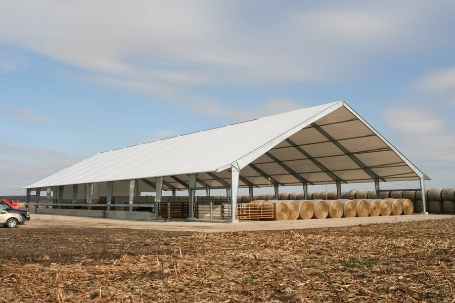 tension fabric hay storage building