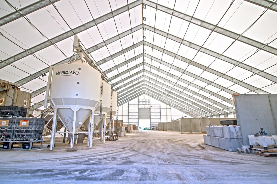 tension fabric fertilizer storage facility