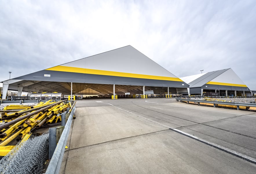 two fabric cargo logistics facility at an airport