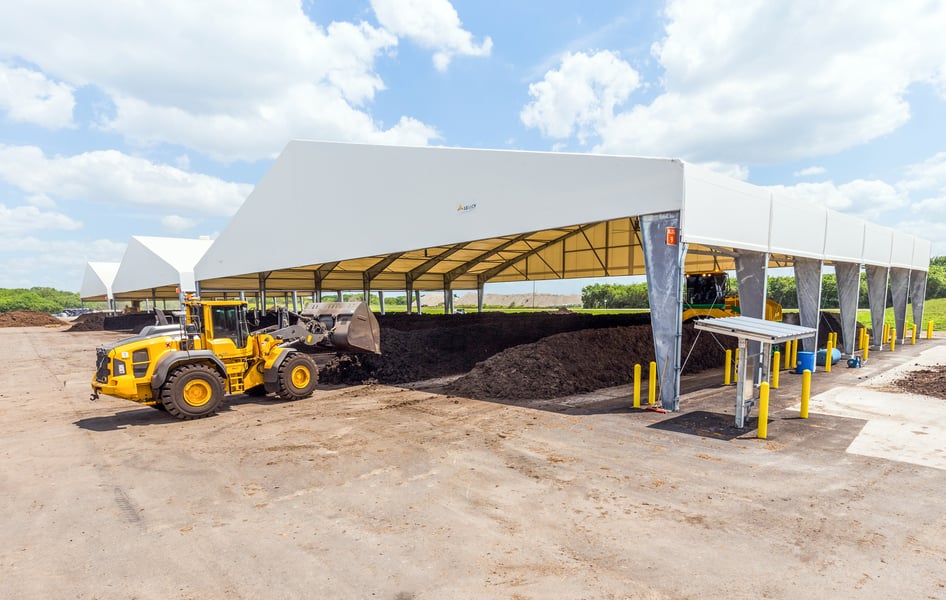 three tension fabric structures for compost