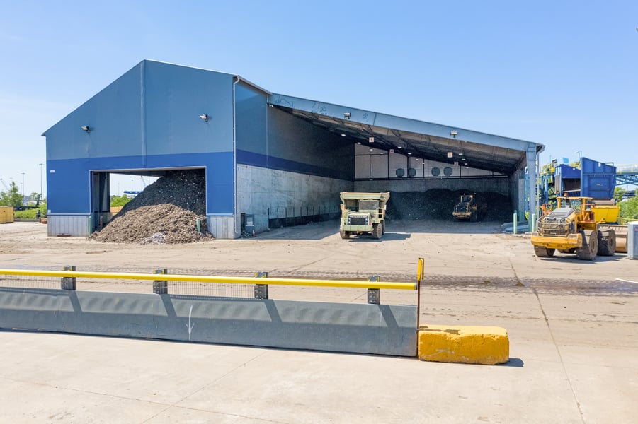 custom tension fabric structure at a metal recycling facility